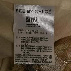 Pre Owned See by Chloe Jacquard Gold Full Sleeve Mini Dress S 