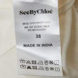 Pre Owned See by Chloé White Mesh Frill Neck Detail Blouse M