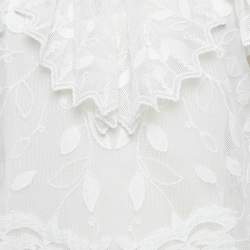 Pre Owned See by Chloé White Mesh Frill Neck Detail Blouse M