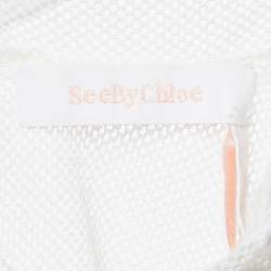 Pre Owned See by Chloé White Mesh Frill Neck Detail Blouse M