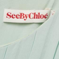 Pre Owned See by Chloe Light Blue Georgette Pleated Sleeveless Short Dress M