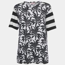 Pre Owned See by Chloe White /Black Printed Modal & Cotton T-shirt M