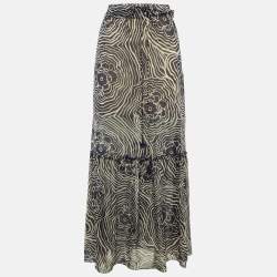 Pre Owned See by Chloé Navy Blue Printed Silk Maxi Skirt S