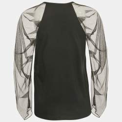 Pre Owned See by Chloe Black Tulle Sleeve Jersey Top M