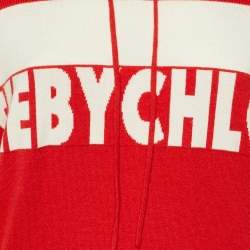 Pre Owned سترة بقلنسوة تريكو بشعار أحمر سي باي كلوي صغير