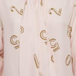 Pre Owned بلوزة سي باي كلوي بقماش كريب مربوطة عند الرقبة بطبعة وردية مقاس متوسط