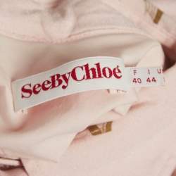 Pre Owned بلوزة سي باي كلوي بقماش كريب مربوطة عند الرقبة بطبعة وردية مقاس متوسط