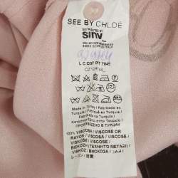 Pre Owned بلوزة سي باي كلوي بقماش كريب مربوطة عند الرقبة بطبعة وردية مقاس متوسط