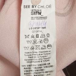 Pre Owned بلوزة سي باي كلوي بقماش كريب مربوطة عند الرقبة بطبعة وردية مقاس متوسط