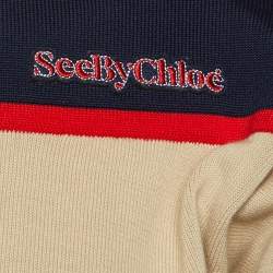 Pre Owned بلوفر سي باي كلوي قطن بيج مخطط محبوك مقاس صغير