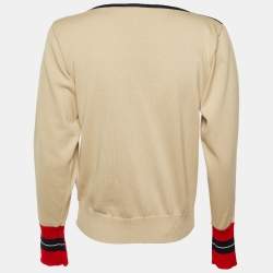 Pre Owned بلوفر سي باي كلوي قطن بيج مخطط محبوك مقاس صغير