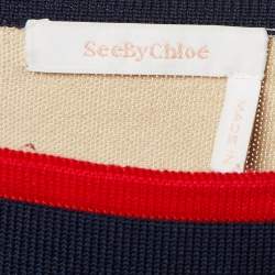 Pre Owned بلوفر سي باي كلوي قطن بيج مخطط محبوك مقاس صغير