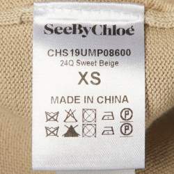 Pre Owned بلوفر سي باي كلوي قطن بيج مخطط محبوك مقاس صغير