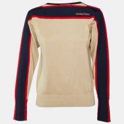 Pre Owned بلوفر سي باي كلوي قطن بيج مخطط محبوك مقاس صغير