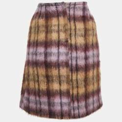Pre Owned See by Chloé Purple/Brown Alpaca Blend Plaid Mini Skirt S