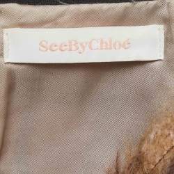 Pre Owned See by Chloé Purple/Brown Alpaca Blend Plaid Mini Skirt S