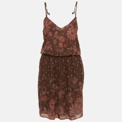 Pre Owned See by Chloe  Brown Paisley Print Chiffon Short Dress L