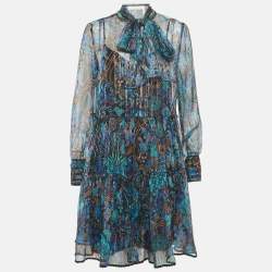 مملوكة مسبقًا See by Chloe Multicolour Floral Print Chiffon Tiered Mini Dress M