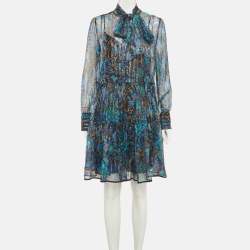 مملوكة مسبقًا See by Chloe Multicolour Floral Print Chiffon Tiered Mini Dress M