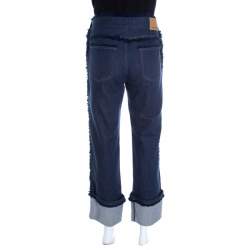 See by Chloe Indigo Dark Wash Denim Frayed Trim Detail Cuffed Jeans M
