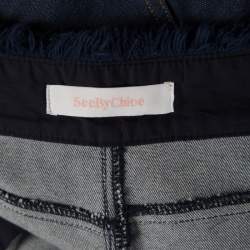 See by Chloe Indigo Dark Wash Denim Frayed Trim Detail Cuffed Jeans M