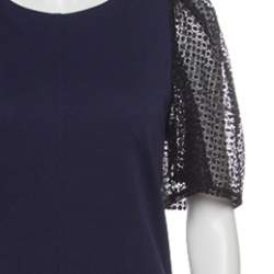 See by Chloe Navy Blue Jersey Contrast Lace Sleeve Dress S