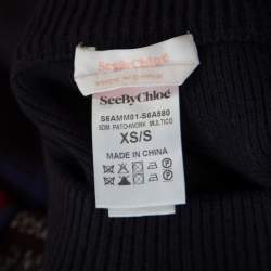 See by Chloe Multicolor Patchwork Oversized Poncho Style Sweater XS
