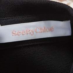 Pre Owned See by Chloe Cream Lace Overlay Contrast Patch Pocket Button Front Shirt L