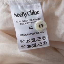 Pre Owned See by Chloe Cream Lace Overlay Contrast Patch Pocket Button Front Shirt L