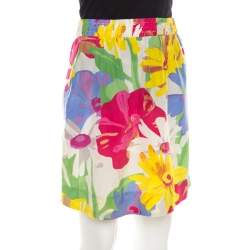 See By Chloe Mutlicolor Floral Print Cotton Silk Gathered Mini Skirt M