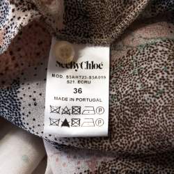 Pre Owned بلوزة سي باي كلوي مطبوع تجريدي واسع جورجيت متعدد الألوان S