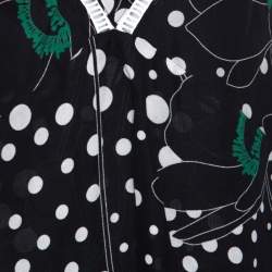 Pre Owned See by Chloe Black Floral and Dot Print Linen Blend Layered Sleeveless Dress M