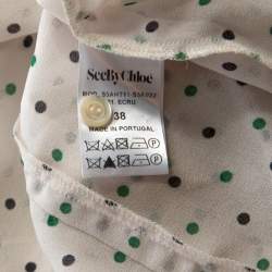 مملوكة مسبقًا See by Chloe Off White Polka Dot Georgette Ruffled Blouse M