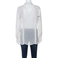 مملوكة مسبقًا See by Chloe Off White Polka Dot Georgette Ruffled Blouse M