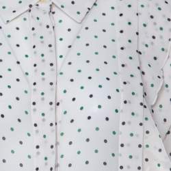 مملوكة مسبقًا See by Chloe Off White Polka Dot Georgette Ruffled Blouse M