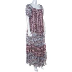مملوكة مسبقًا See by Chloe Multicolor Floral Printed Cotton Off Shoulder Maxi Dress M 