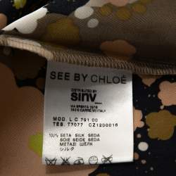 Pre Owned See by Chloe Multicolor Floral Printed Silk Short Sleeve Top S