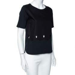 Pre Owned See by Chloe Black Cotton Cut Out Detail Jersey T-Shirt M