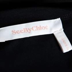 Pre Owned See by Chloe Black Cotton Cut Out Detail Jersey T-Shirt M