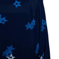 Pre Owned بلوزة سي باي كلوي خصر سموكد كريب طباعة نجوم كحلي مقاس متوسط