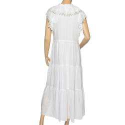 Pre Owned See by Chloe White Cotton Lace Detail Loose Fit Midi Dress M 
