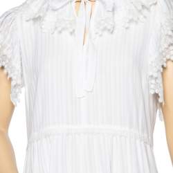 Pre Owned See by Chloe White Cotton Lace Detail Loose Fit Midi Dress M 