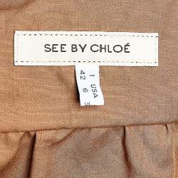 Pre Owned See By Chloe Brown Short Sleeve Cropped Leather Jacket M