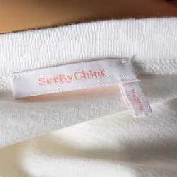 Pre Owned See by Chloe White Logo Printed Cotton Short Sleeve T-Shirt XS