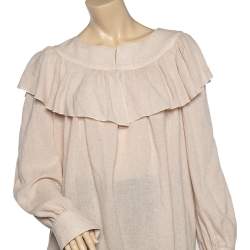 Pre Owned See by Chloe Powder Pink Wool Ruffled Detailed Long Sleeve Blouse L