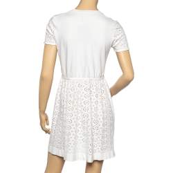 See by Chloe White Perforated Knit Flared Dress L