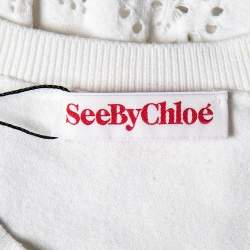 See by Chloe White Perforated Knit Flared Dress L