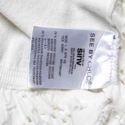 See by Chloe White Perforated Knit Flared Dress L
