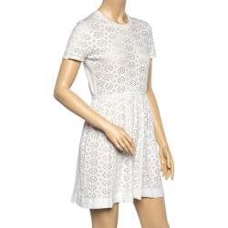 See by Chloe White Perforated Knit Flared Dress L