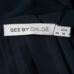 Pre Owned See by Chloe Midnight Blue Crepe Pleated Sailor Collar Blouse XL